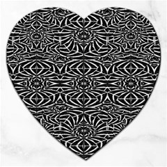 Black And White Tribal Pattern Jigsaw Puzzle (heart) by dflcprints