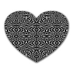 Black And White Tribal Pattern Heart Mousepads by dflcprints