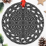 Black and White Tribal Pattern Round Filigree Ornament (2Side) Back