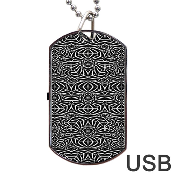 Black and White Tribal Pattern Dog Tag USB Flash (Two Sides) 