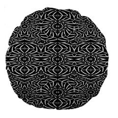 Black And White Tribal Pattern Large 18  Premium Round Cushions