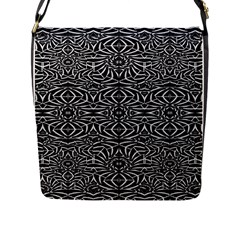 Black And White Tribal Pattern Flap Messenger Bag (l) 