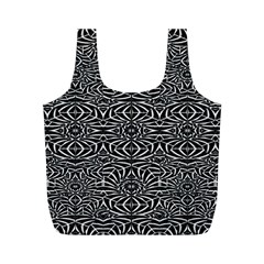 Black And White Tribal Pattern Full Print Recycle Bags (m) 