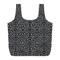 Black And White Tribal Pattern Full Print Recycle Bags (l) 