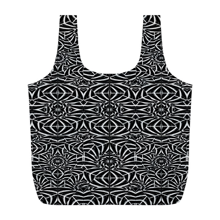 Black and White Tribal Pattern Full Print Recycle Bags (L) 