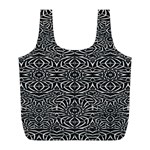 Black and White Tribal Pattern Full Print Recycle Bags (L)  Back