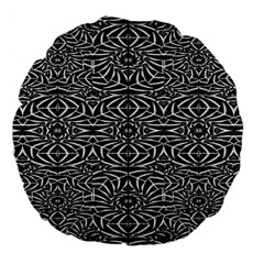 Black And White Tribal Pattern Large 18  Premium Flano Round Cushions