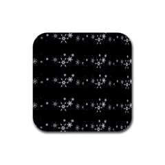 Black Elegant  Xmas Design Rubber Square Coaster (4 Pack)  by Valentinaart