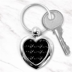 Black Elegant  Xmas Design Key Chains (heart)  by Valentinaart