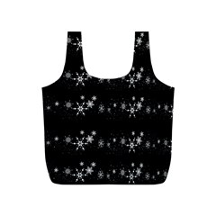 Black Elegant  Xmas Design Full Print Recycle Bags (s)  by Valentinaart