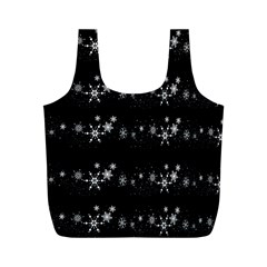 Black Elegant  Xmas Design Full Print Recycle Bags (m)  by Valentinaart