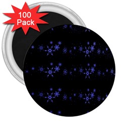 Xmas Elegant Blue Snowflakes 3  Magnets (100 Pack) by Valentinaart