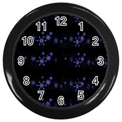 Xmas Elegant Blue Snowflakes Wall Clocks (black) by Valentinaart