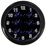 Xmas elegant blue snowflakes Wall Clocks (Black) Front