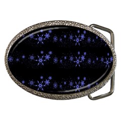 Xmas Elegant Blue Snowflakes Belt Buckles by Valentinaart