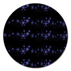 Xmas Elegant Blue Snowflakes Magnet 5  (round) by Valentinaart