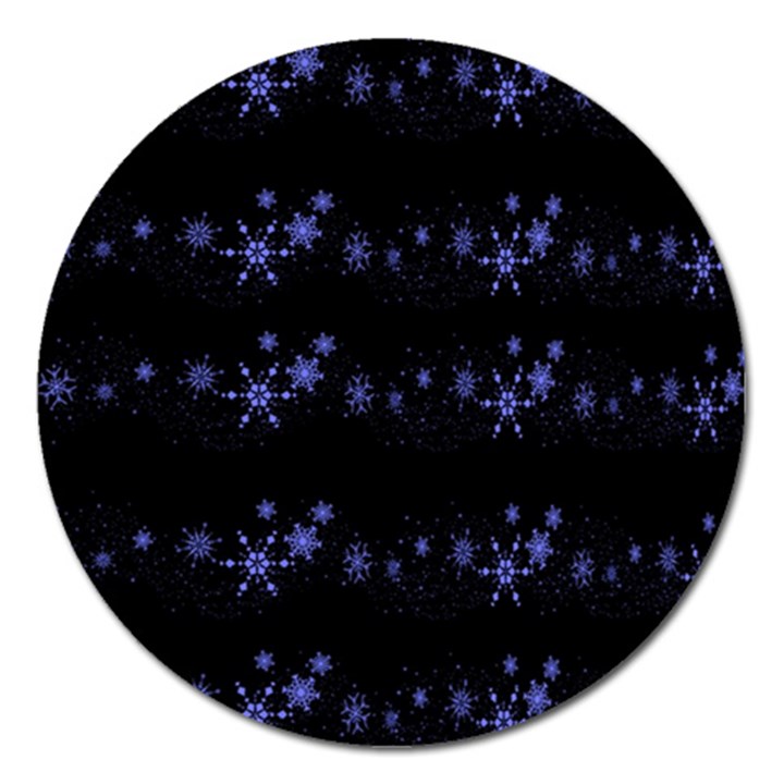 Xmas elegant blue snowflakes Magnet 5  (Round)