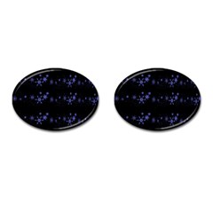 Xmas Elegant Blue Snowflakes Cufflinks (oval)