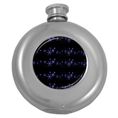 Xmas Elegant Blue Snowflakes Round Hip Flask (5 Oz) by Valentinaart