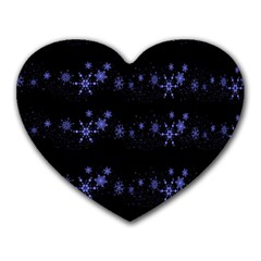 Xmas Elegant Blue Snowflakes Heart Mousepads by Valentinaart