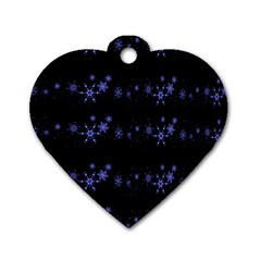 Xmas Elegant Blue Snowflakes Dog Tag Heart (one Side) by Valentinaart