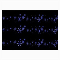 Xmas Elegant Blue Snowflakes Large Glasses Cloth (2-side) by Valentinaart