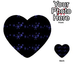 Xmas Elegant Blue Snowflakes Multi-purpose Cards (heart)  by Valentinaart