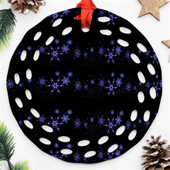 Xmas Elegant Blue Snowflakes Ornament (round Filigree)  by Valentinaart