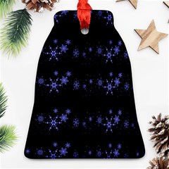 Xmas Elegant Blue Snowflakes Bell Ornament (2 Sides)