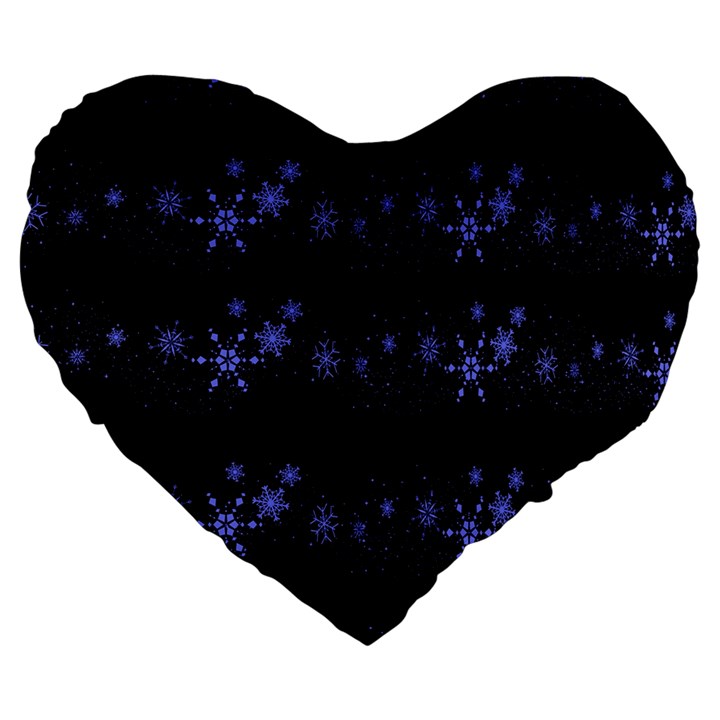 Xmas elegant blue snowflakes Large 19  Premium Heart Shape Cushions