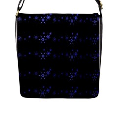 Xmas Elegant Blue Snowflakes Flap Messenger Bag (l)  by Valentinaart