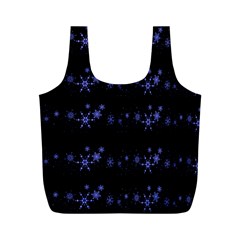 Xmas Elegant Blue Snowflakes Full Print Recycle Bags (m)  by Valentinaart