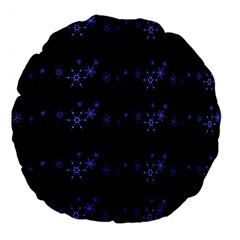 Xmas Elegant Blue Snowflakes Large 18  Premium Flano Round Cushions by Valentinaart