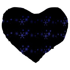 Xmas Elegant Blue Snowflakes Large 19  Premium Flano Heart Shape Cushions by Valentinaart