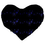 Xmas elegant blue snowflakes Large 19  Premium Flano Heart Shape Cushions Back