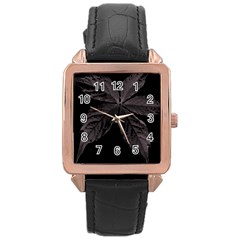 Pink Xray Flower Rose Gold Leather Watch 