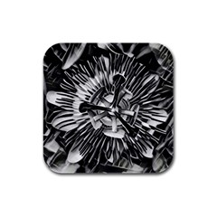 Black And White Passion Flower Passiflora  Rubber Square Coaster (4 Pack)  by yoursparklingshop