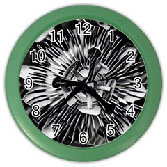 Black And White Passion Flower Passiflora  Color Wall Clocks