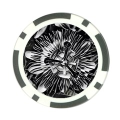 Black And White Passion Flower Passiflora  Poker Chip Card Guards