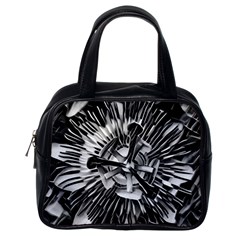 Black And White Passion Flower Passiflora  Classic Handbags (one Side) by yoursparklingshop