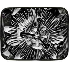 Black And White Passion Flower Passiflora  Fleece Blanket (mini)