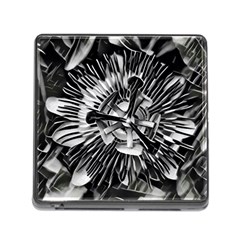 Black And White Passion Flower Passiflora  Memory Card Reader (square)