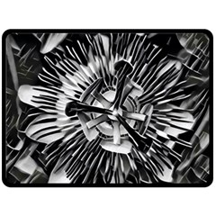 Black And White Passion Flower Passiflora  Fleece Blanket (large) 