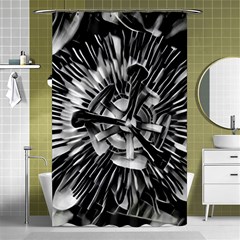 Black And White Passion Flower Passiflora  Shower Curtain 48  X 72  (small) 