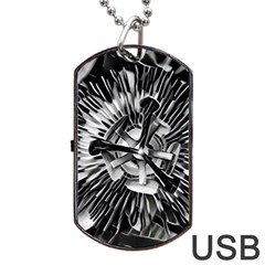 Black And White Passion Flower Passiflora  Dog Tag Usb Flash (one Side)