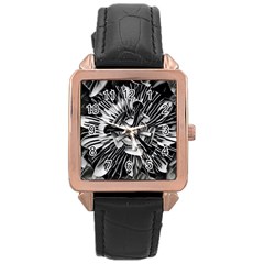 Black And White Passion Flower Passiflora  Rose Gold Leather Watch  by yoursparklingshop