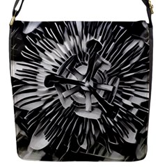 Black And White Passion Flower Passiflora  Flap Messenger Bag (s)