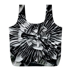 Black And White Passion Flower Passiflora  Full Print Recycle Bags (l) 