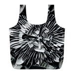 Black And White Passion Flower Passiflora  Full Print Recycle Bags (L)  Front