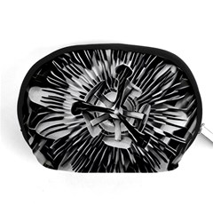 Black And White Passion Flower Passiflora  Accessory Pouches (medium) 